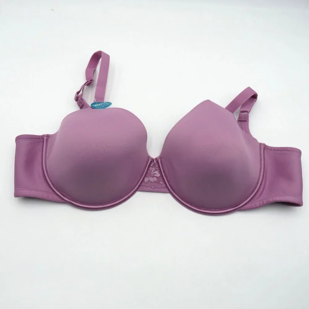 Vanity Fair 42DDD Purple Full Coverage T Shirt Bra Lace Detail Adjustable Straps